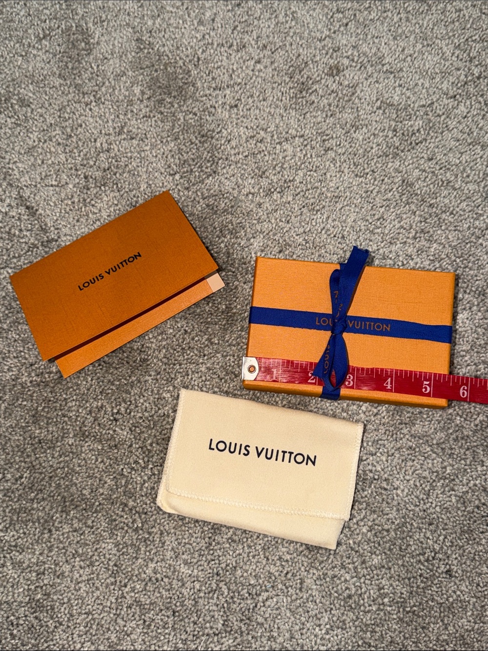 Louis Vuitton Cream Travel Card Pouch with Orange Box and Blue Ribbon